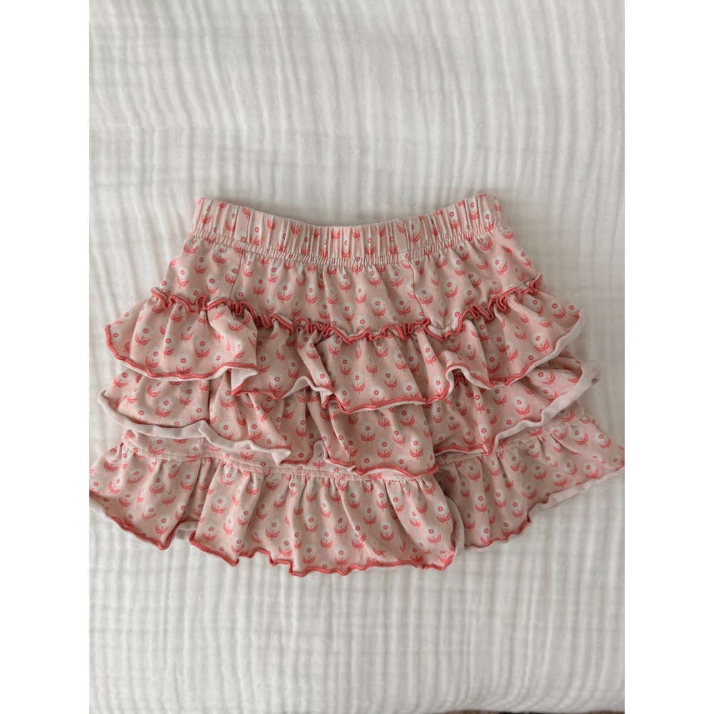Serendipity Shrimp and Grits Kids Pink Floral Ruffle Tiered Skirt XS 2T 3T